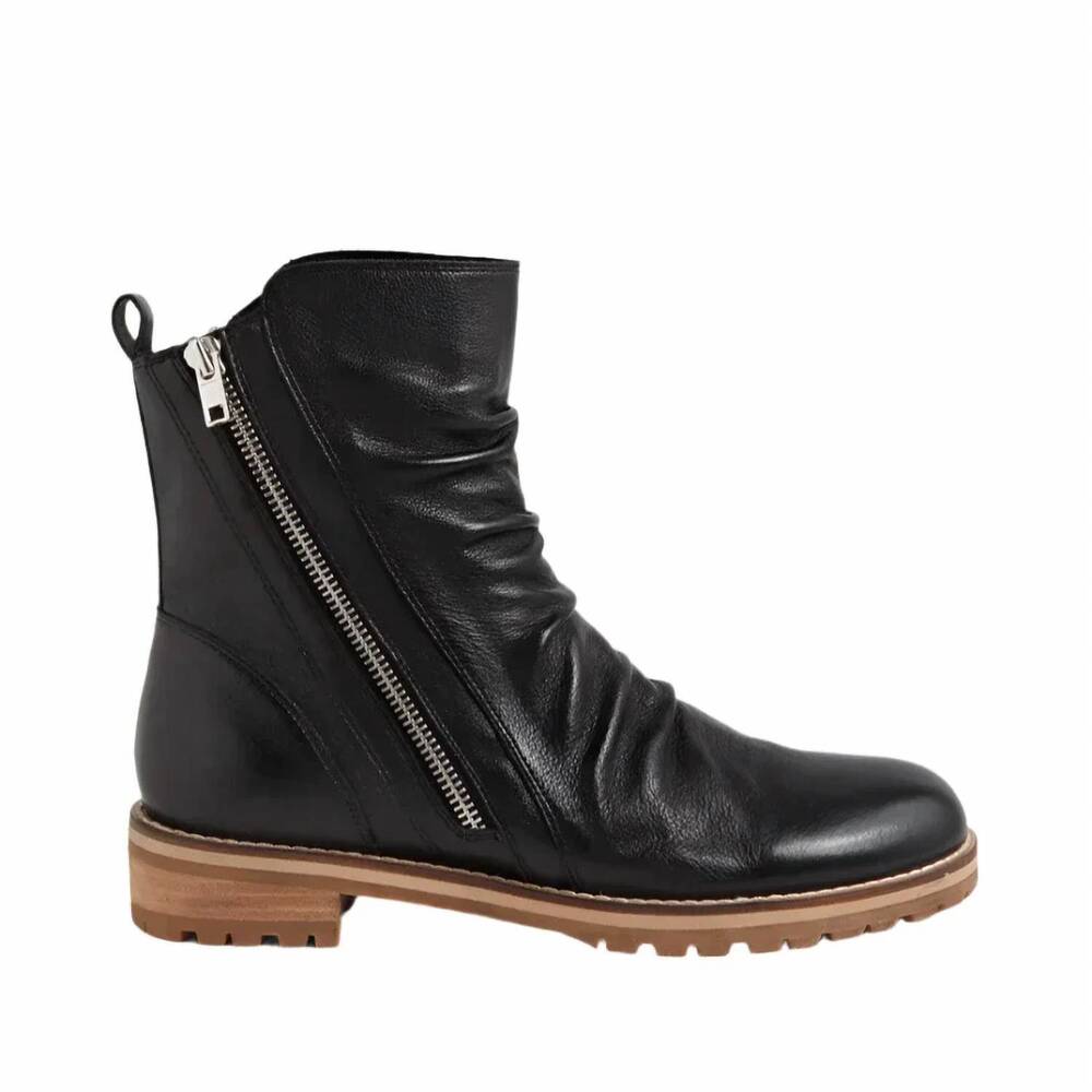 NEW ZIERA women's madoc leather ankle boots in black